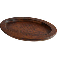 Valor 11 1/2" x 9" Oval Rubberwood Skillet Underliner with Rustic Chestnut Finish