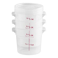 Cambro 1 Qt. Translucent Round Polypropylene Food Storage Container and Lid - 3/Pack