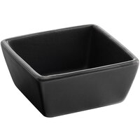 Acopa 4 oz. Matte Black Square Stoneware Sauce Cup - 36/Case