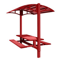 Paris Site Furnishings Shade Series 6' Wine Red Picnic Table with Solid Canopy 85 1/2" x 78" x 97 1/4"