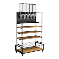 Rosseto Modulite Shelving Cart Kit with Bamboo Shelves, Wire Shelf, and 5 Dispensers MC-EZS5